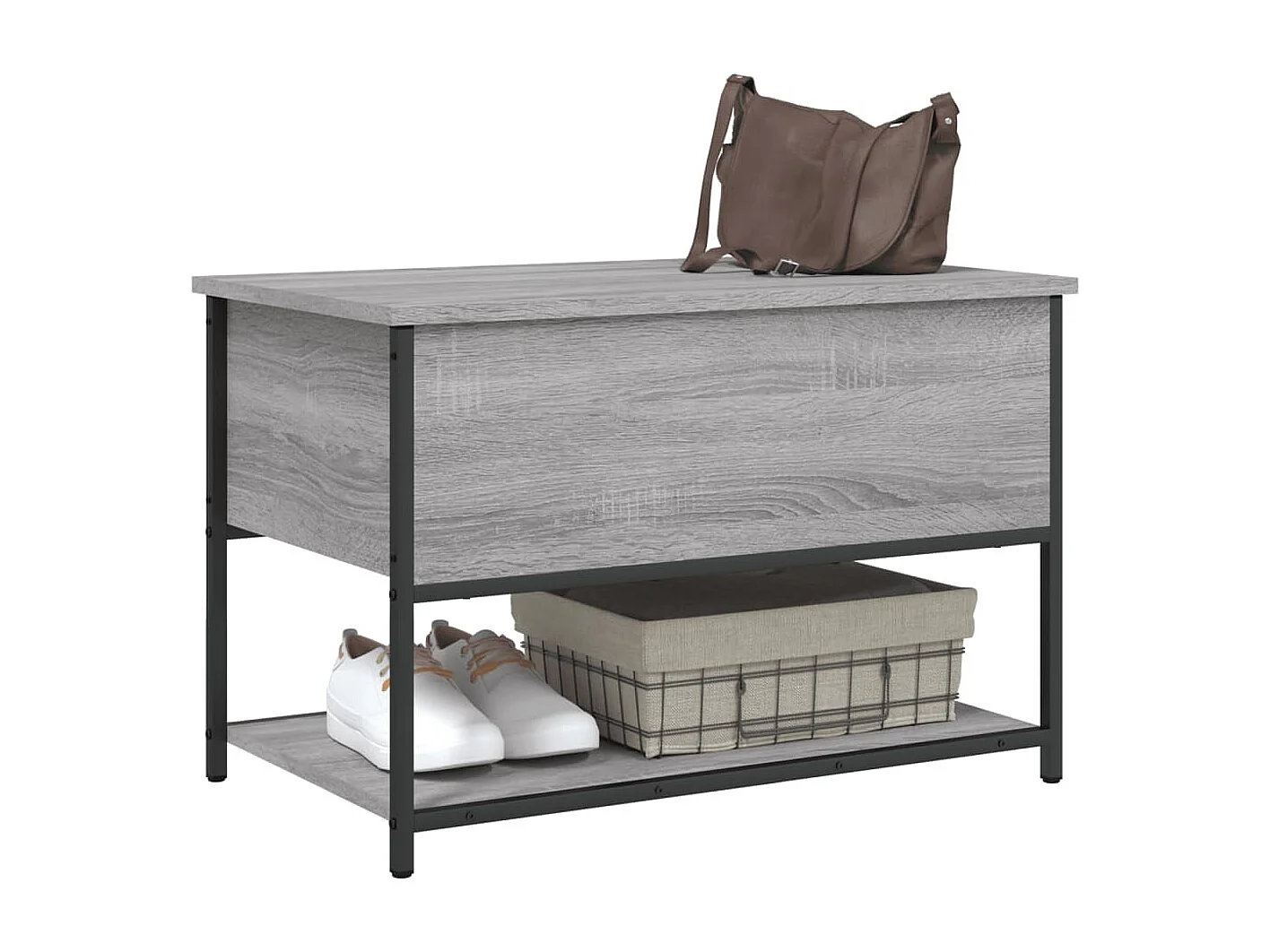 Panca portaoggetti Sonoma grigia 70x42,5x47 cm in derivati del legno
