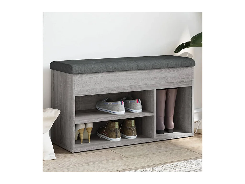 Sonoma grijze schoenenbank 82x32x45,5 cm samengesteld hout