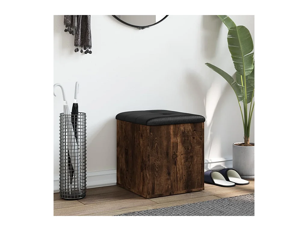 Banc de rangement chêne fumé 42x42x45 cm bois d'ingénierie