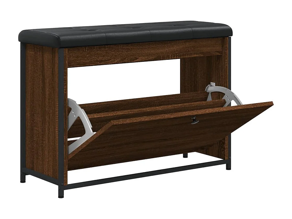 Banc à chaussures avec tiroir rabattable chêne fumé 82x32x56 cm