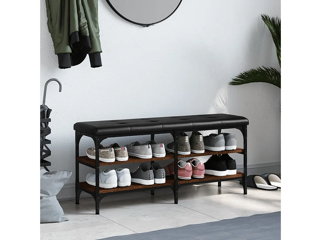 Banco de sapatos de carvalho marrom 102x32x47 cm madeira trabalhada