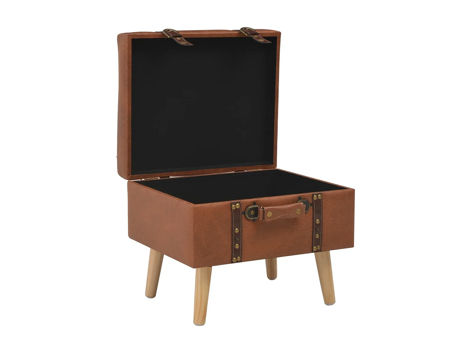 Sgabello contenitore 40 cm in ecopelle marrone chiaro