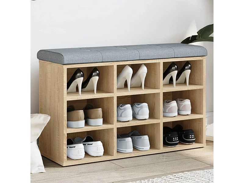 Panca per scarpe in rovere Sonoma 82x32x50 cm in derivati del legno