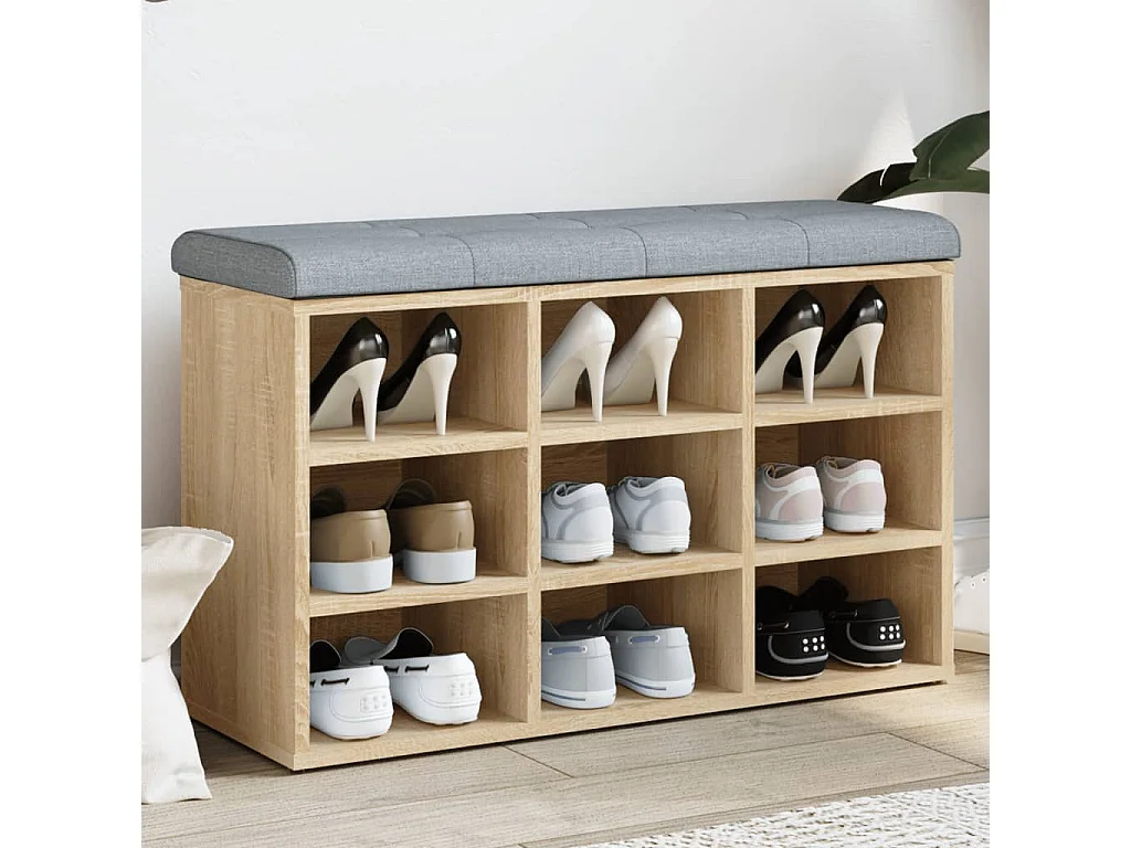 Panca per scarpe in rovere Sonoma 82x32x50 cm in derivati del legno