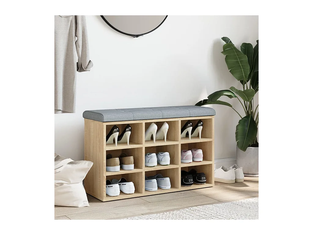 Sonoma eiken schoenenbank 82x32x50 cm samengesteld hout