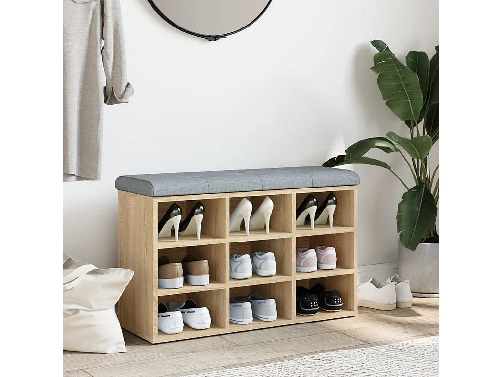 Schuhbank aus Sonoma-Eiche, 82 x 32 x 50 cm, Holzwerkstoff