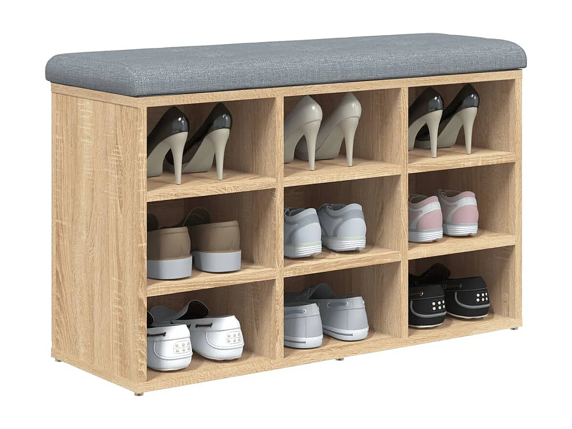 Schuhbank aus Sonoma-Eiche, 82 x 32 x 50 cm, Holzwerkstoff
