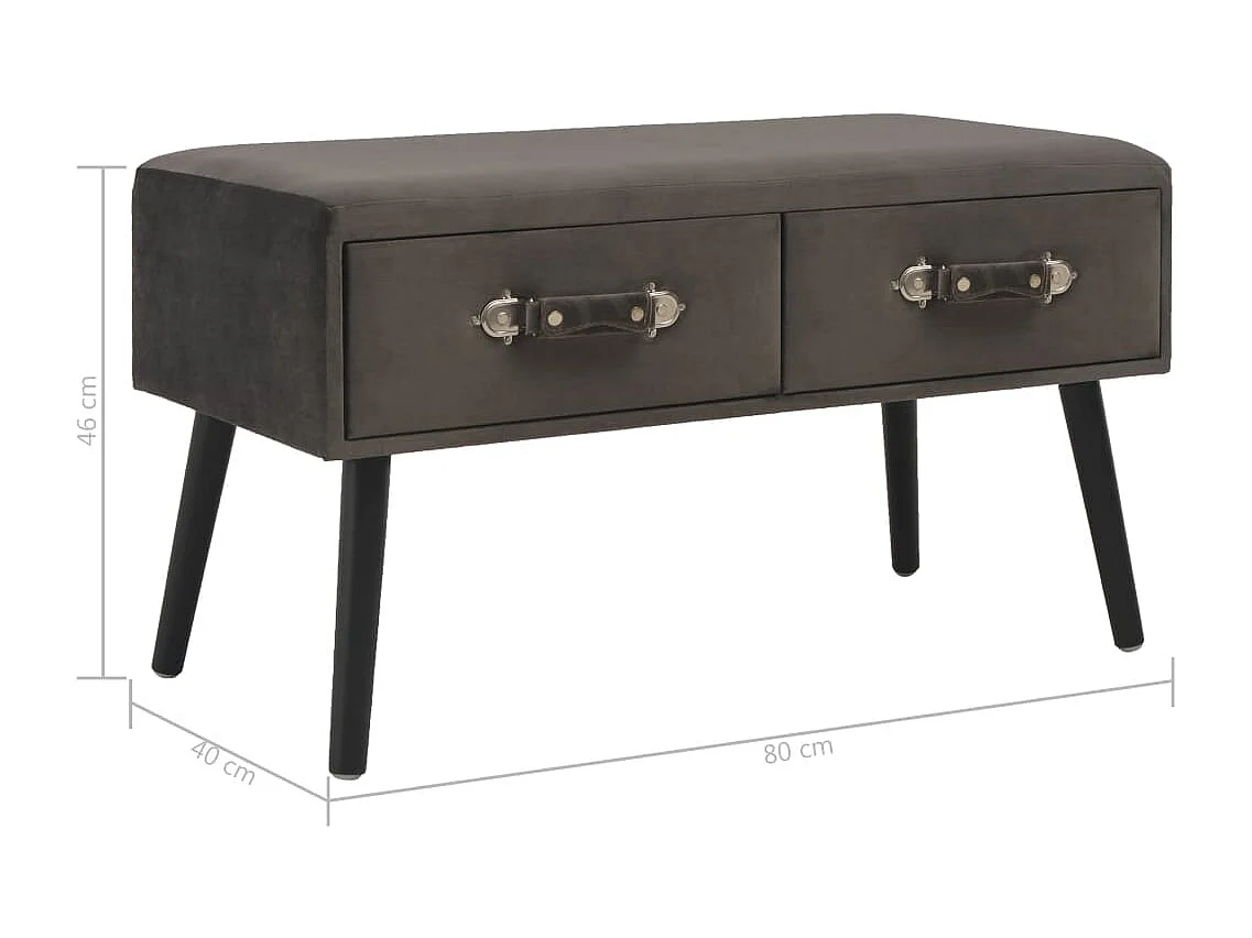 Bank mit Schubladen 80 cm Samtgrau