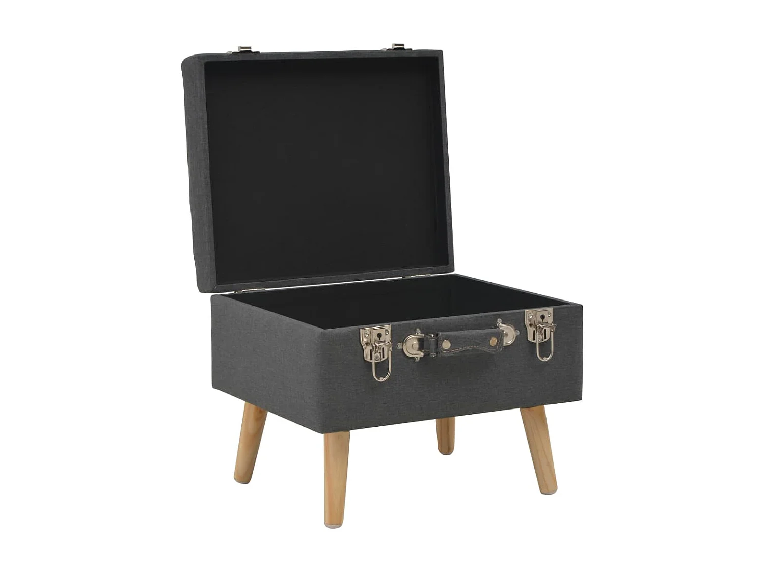 Tabourets de rangement lot de 3 Gris foncé Tissu