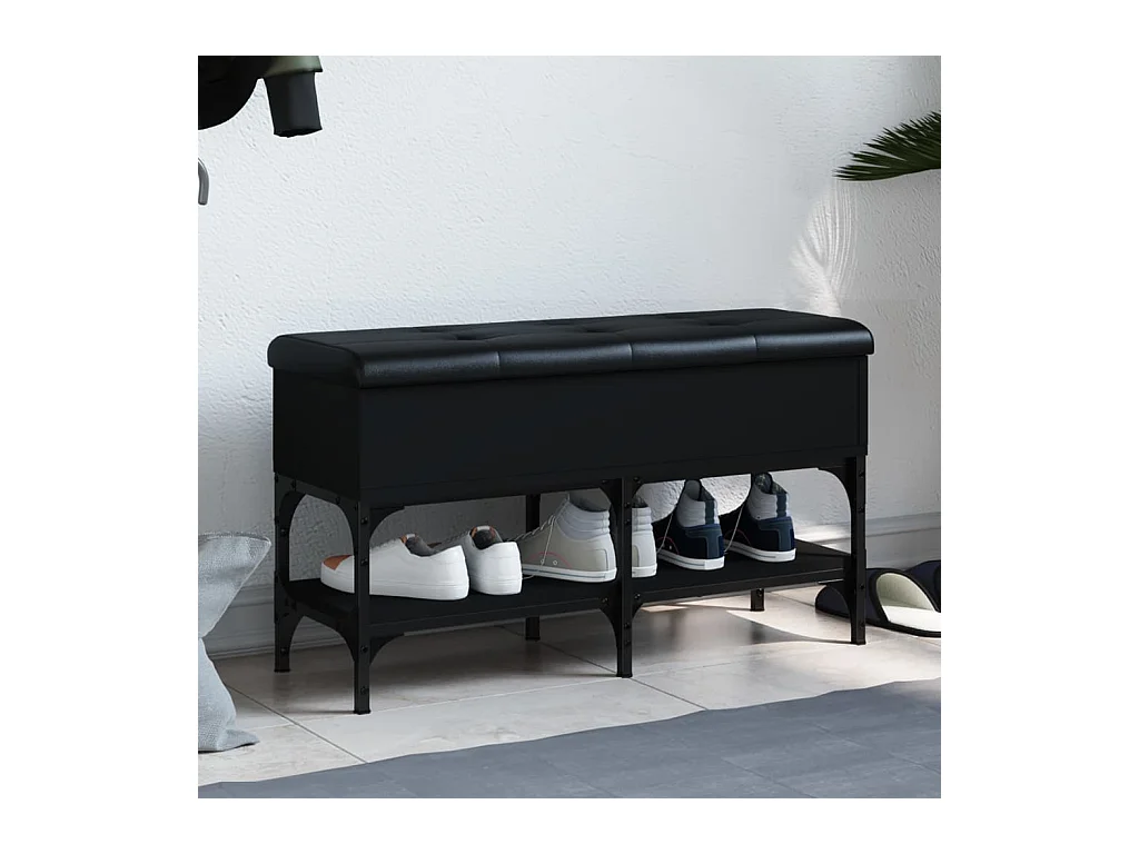 Schwarze Schuhbank 82x32x45 cm aus Holzwerkstoff