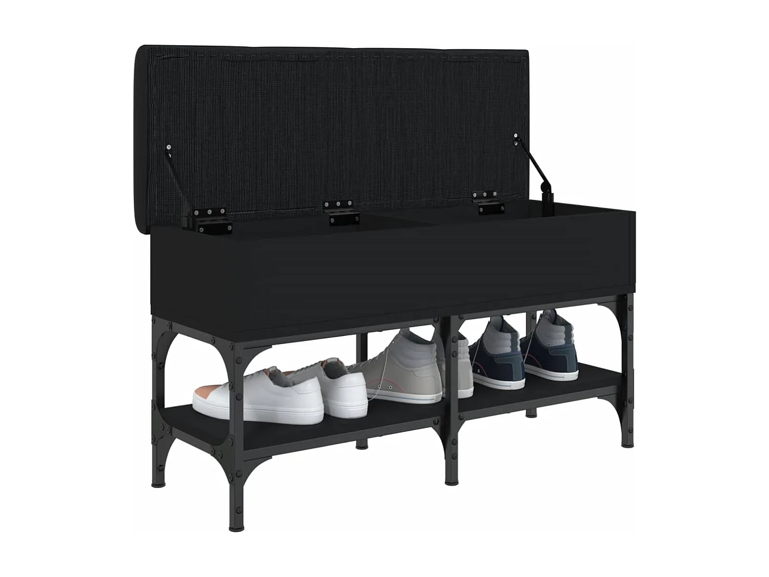 Banc à chaussures noir 82x32x45 cm bois d'ingénierie