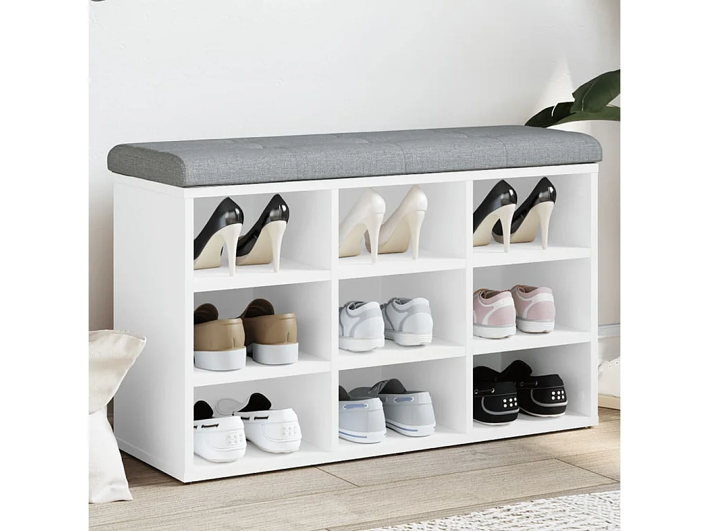 Banc à chaussures blanc 82x32x50 cm bois d'ingénierie