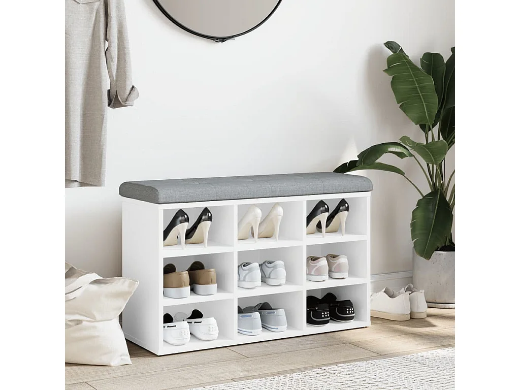 Banc à chaussures blanc 82x32x50 cm bois d'ingénierie