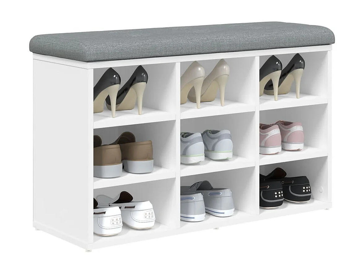 Banc à chaussures blanc 82x32x50 cm bois d'ingénierie