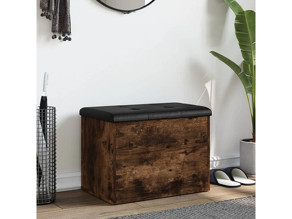 Banc de rangement chêne fumé 62x42x45 cm bois d'ingénierie