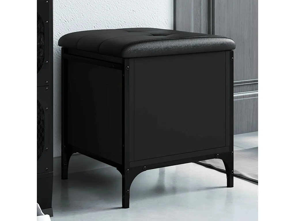 Banc de rangement noir 42x42x45 cm bois d'ingénierie