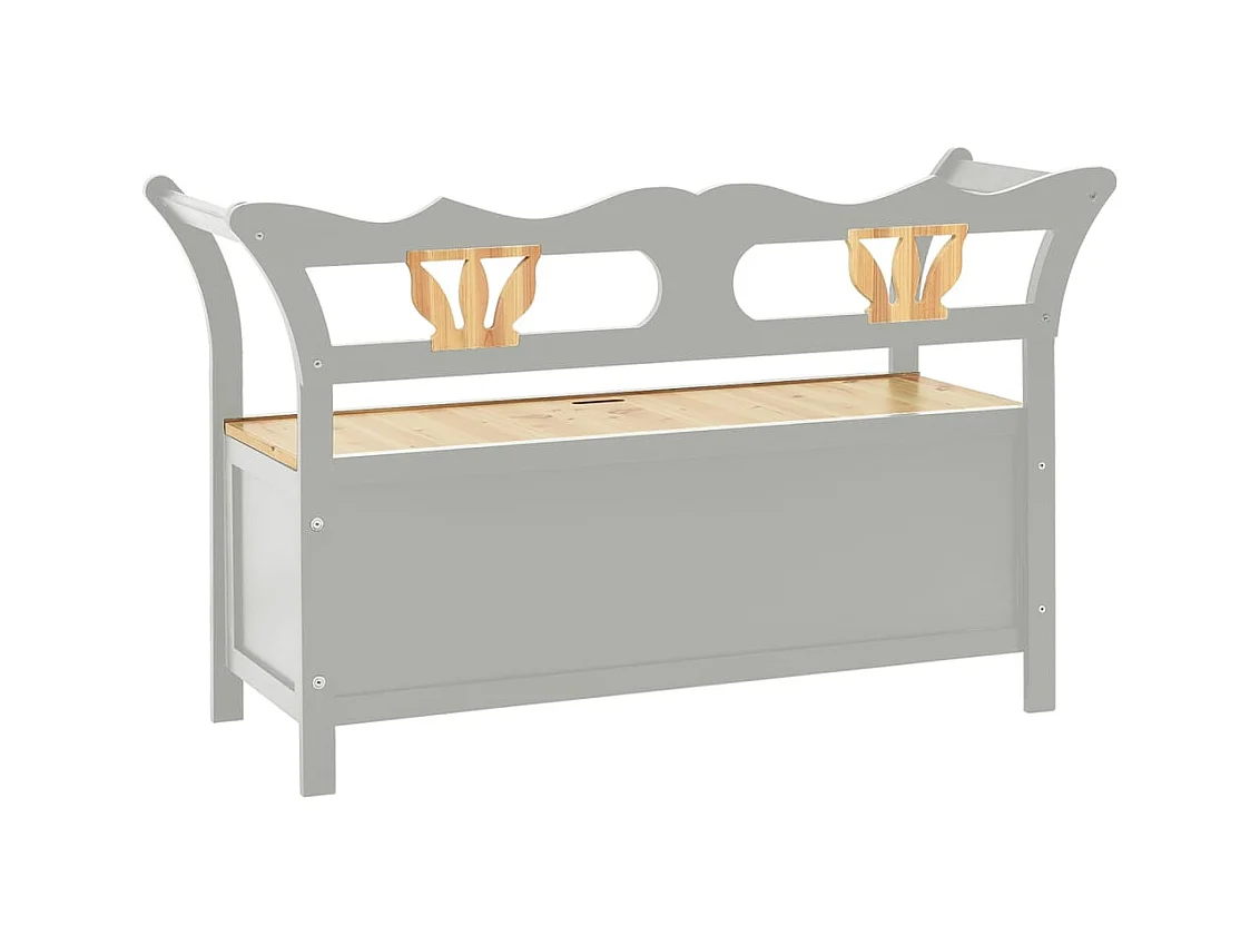 Grijze bank 107x45x75,5 cm Massief dennenhout