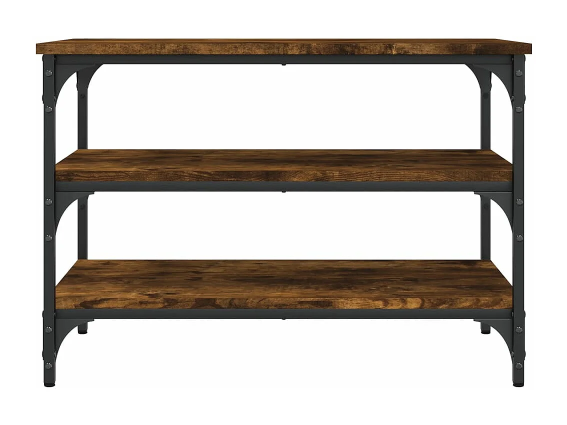 Gerookt eiken schoenenbank 70x38,5x49 cm samengesteld hout