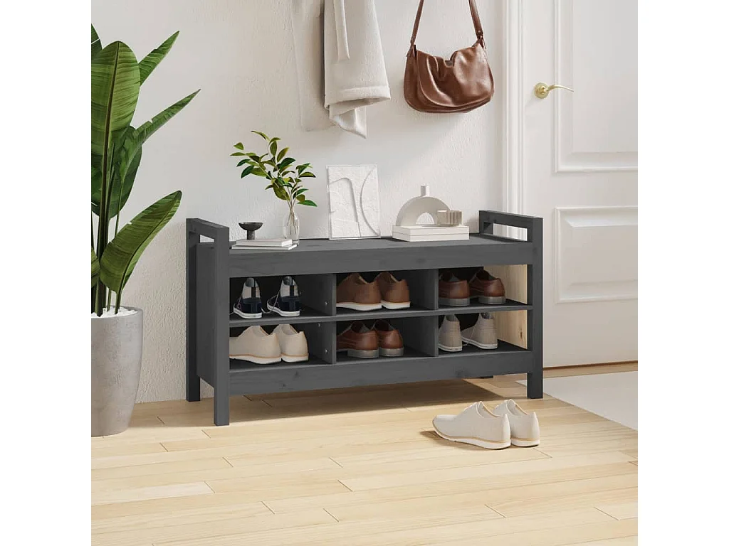 Banc d'entrée Gris 110x40x60 cm Bois de pin massif