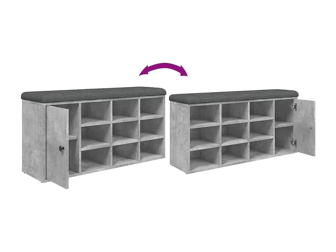 Panca per scarpe grigio cemento 102x32x50 cm in multistrato
