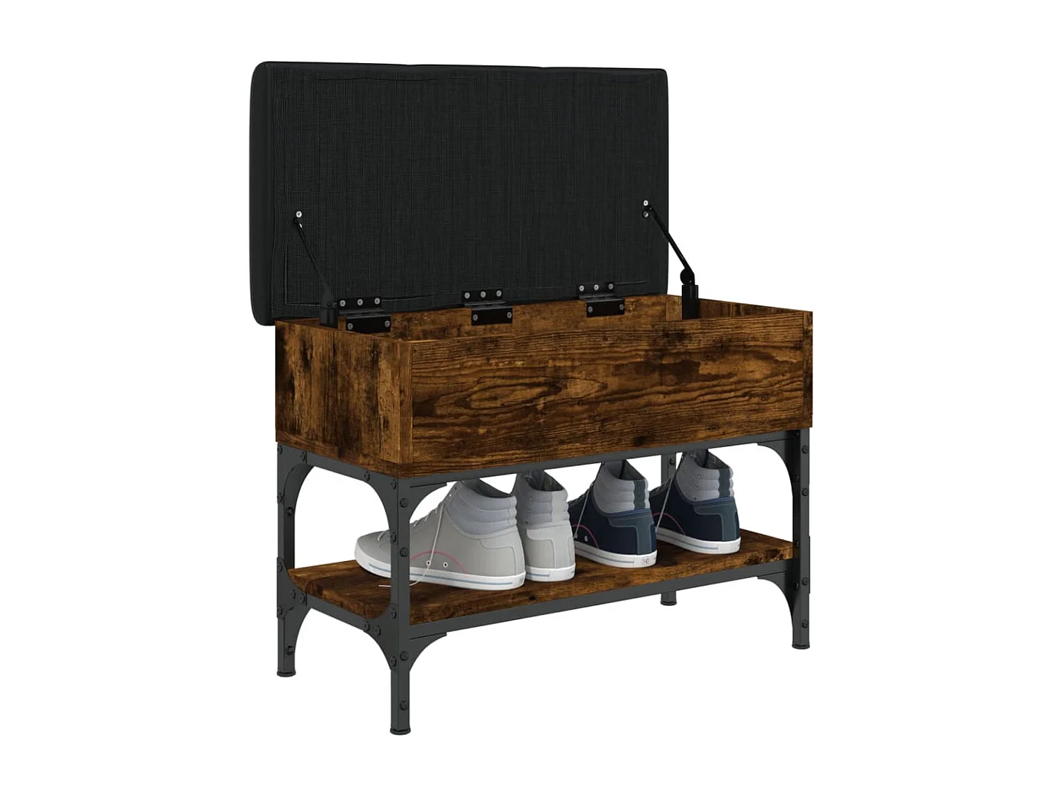 Schuhbank aus geräucherter Eiche, 62 x 32 x 45 cm, Holzwerkstoff