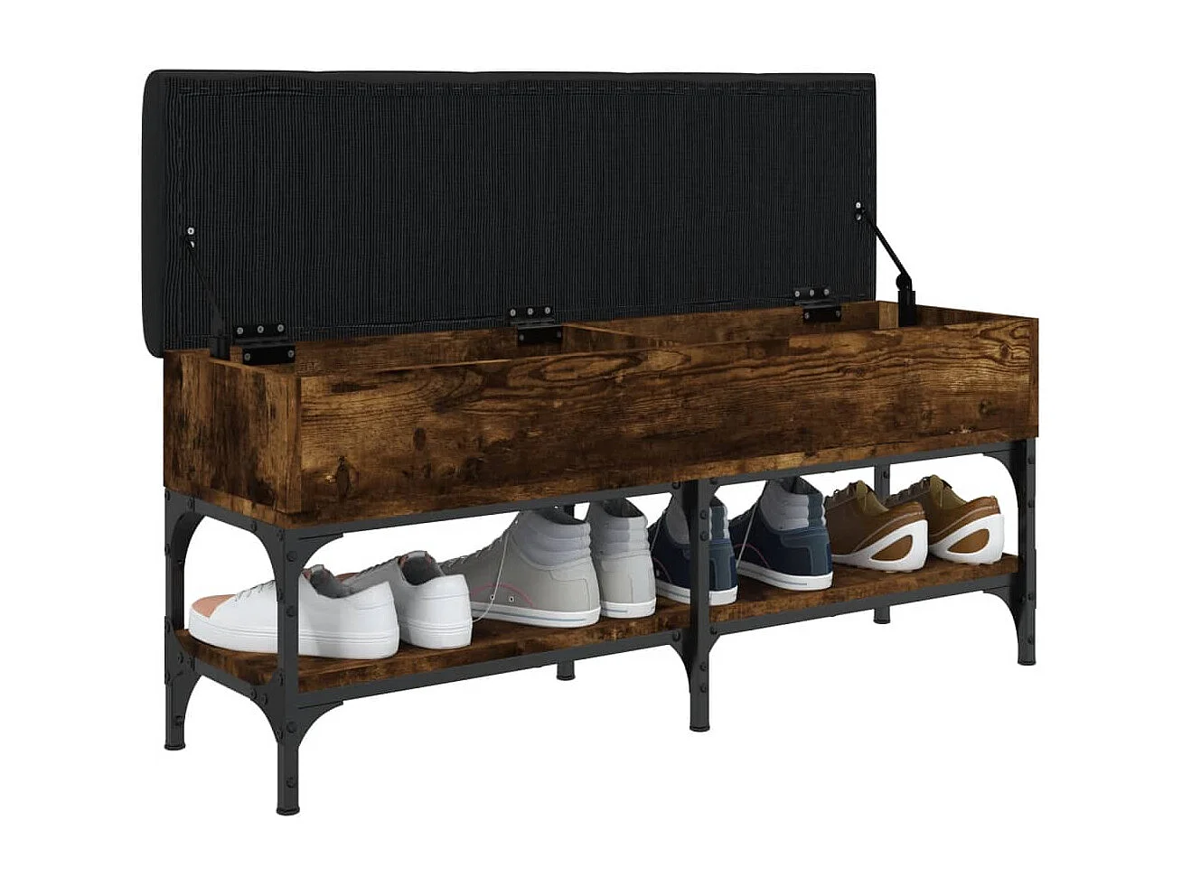 Panca per scarpe in rovere affumicato 102x32x45 cm in derivati del legno