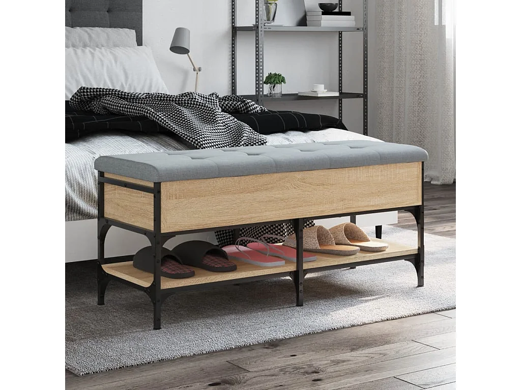 Banc à chaussures chêne sonoma 102x42x45 cm bois d'ingénierie