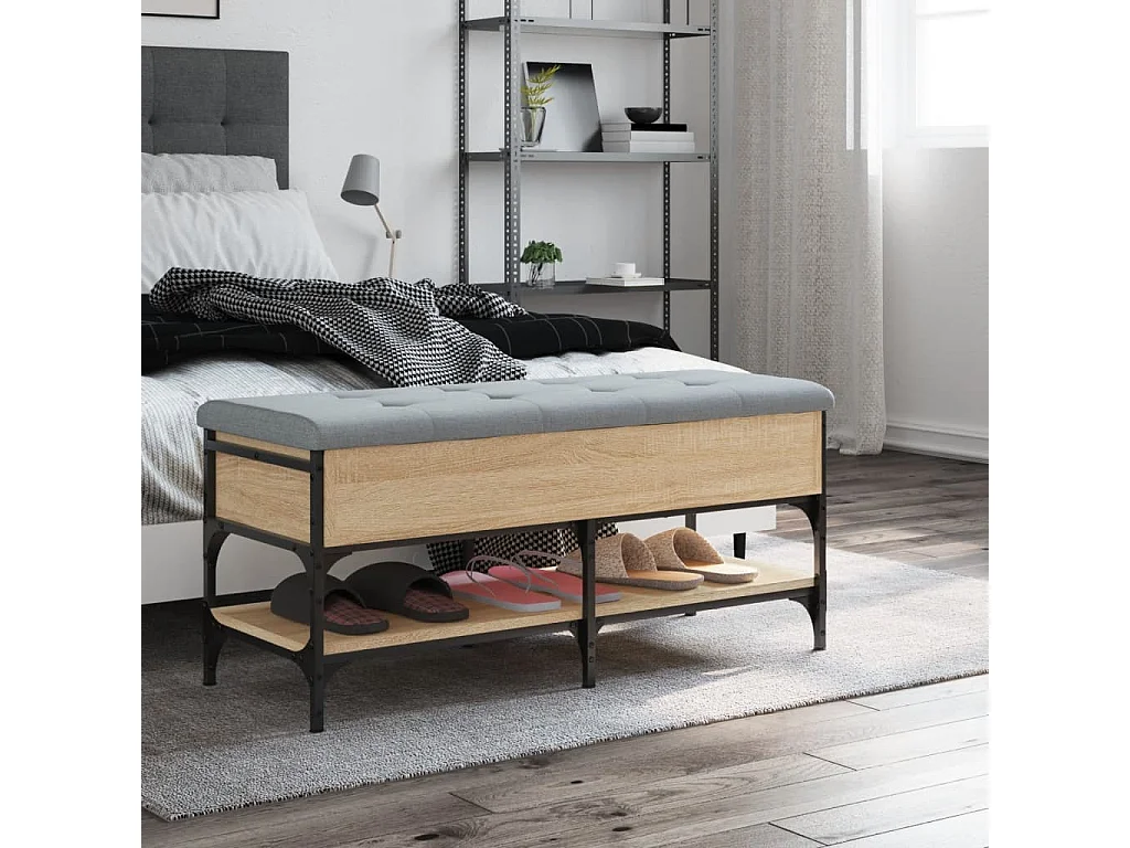 Banc à chaussures chêne sonoma 102x42x45 cm bois d'ingénierie