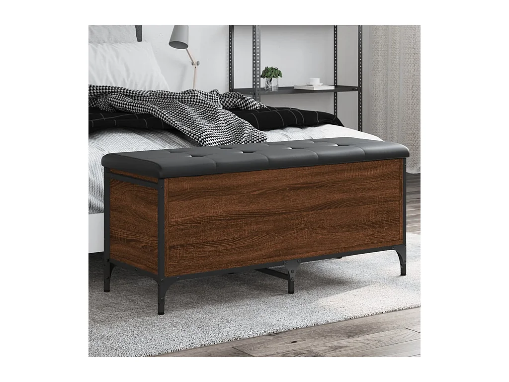 Panca portaoggetti in rovere marrone 102x42x45 cm in derivati del legno