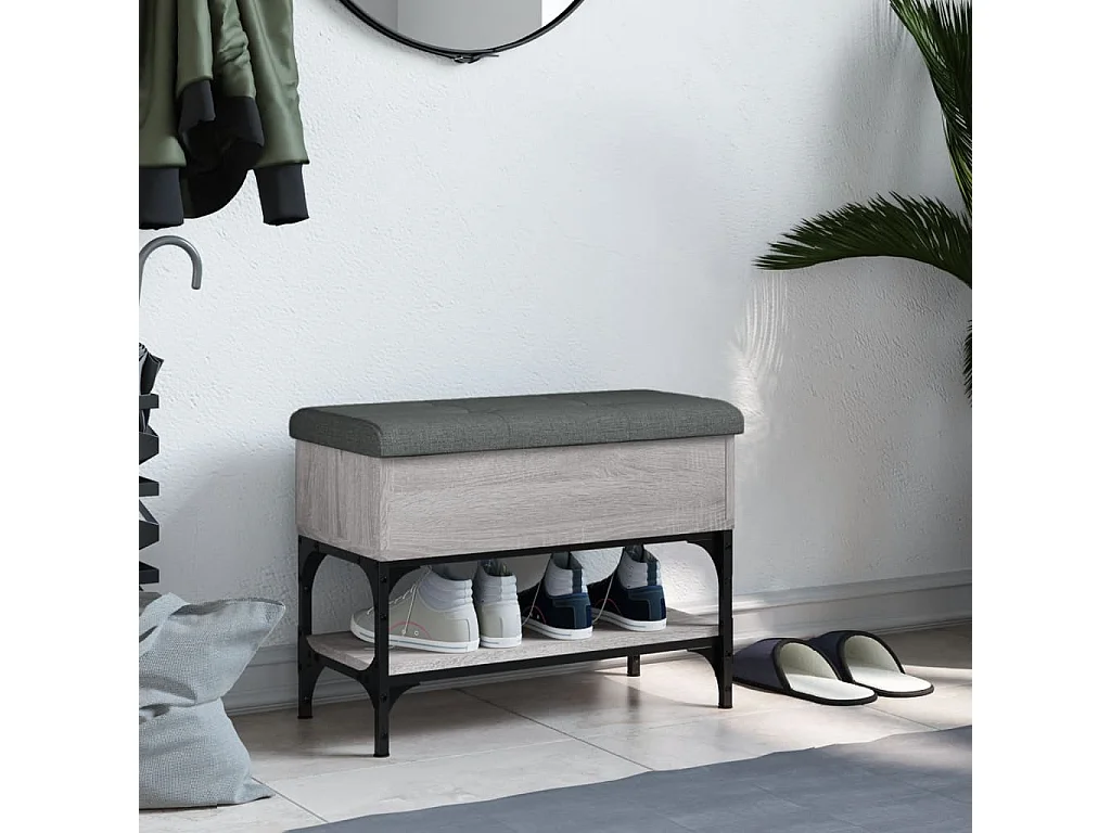 Sonoma graue Schuhbank 62x32x45 cm, Holzwerkstoff