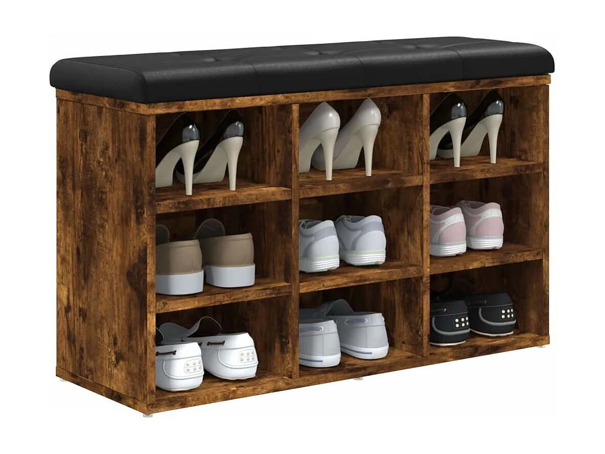 Panca per scarpe in rovere affumicato 82x32x50 cm in derivati del legno