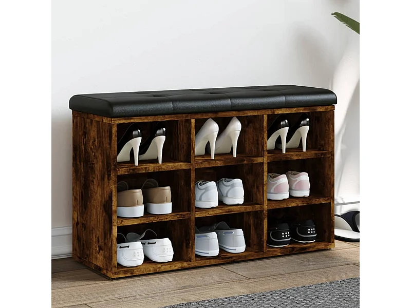 Banc à chaussures chêne fumé 82x32x50 cm bois d'ingénierie
