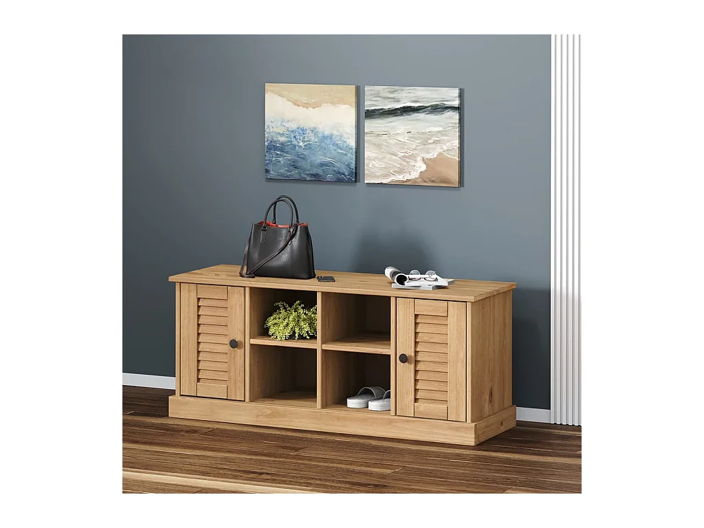 Banc à chaussures VIGO 106x35x45 cm bois massif de pin