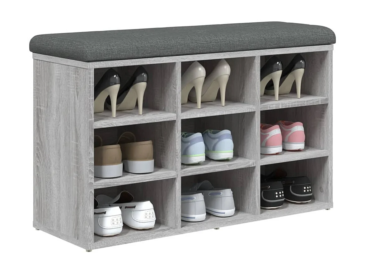 Panca per scarpe Sonoma grigia 82x32x50 cm in derivati del legno