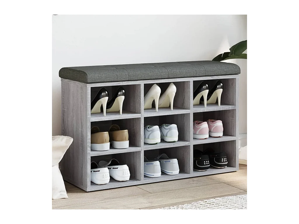 Sonoma grijze schoenenbank 82x32x50 cm samengesteld hout