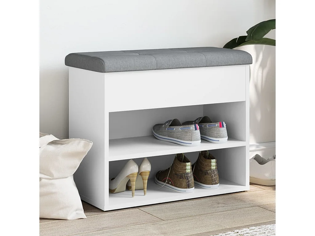 Banc à chaussures blanc 62x32x50 cm bois d'ingénierie