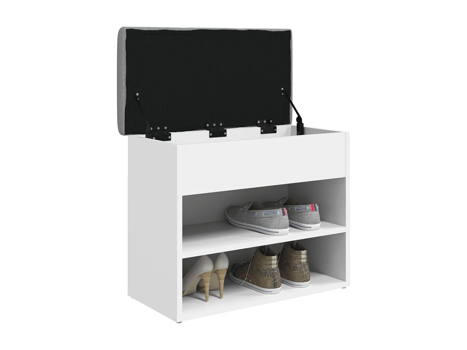 Banc à chaussures blanc 62x32x50 cm bois d'ingénierie