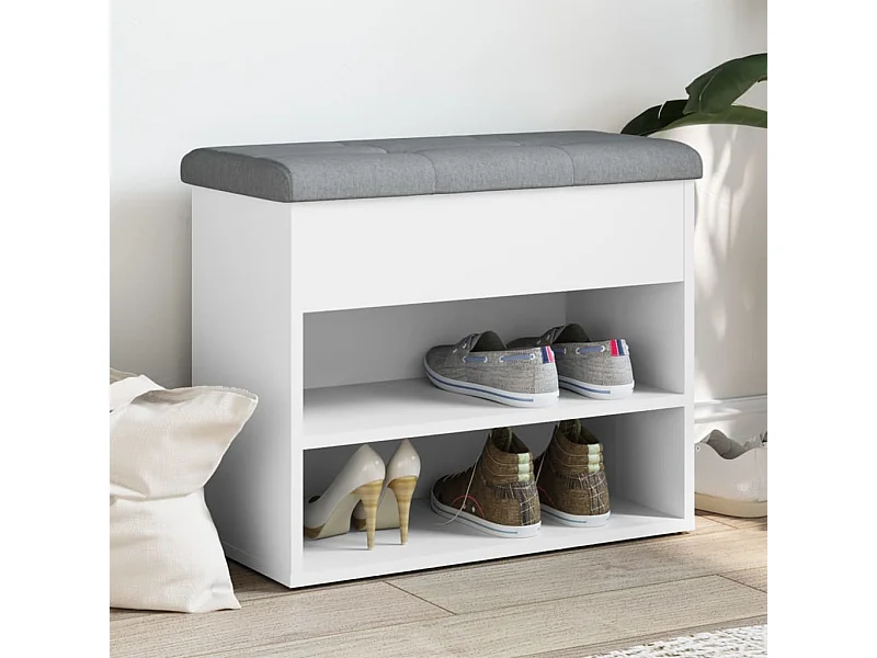 Banc à chaussures blanc 62x32x50 cm bois d'ingénierie