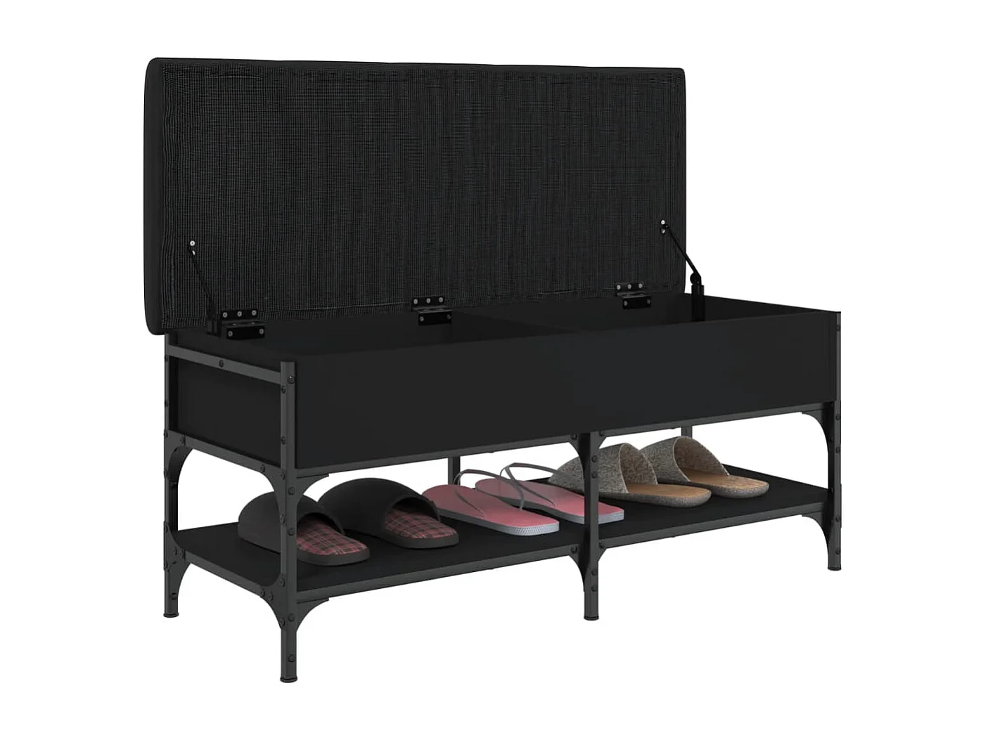 Banc à chaussures noir 102x42x45 cm bois d'ingénierie