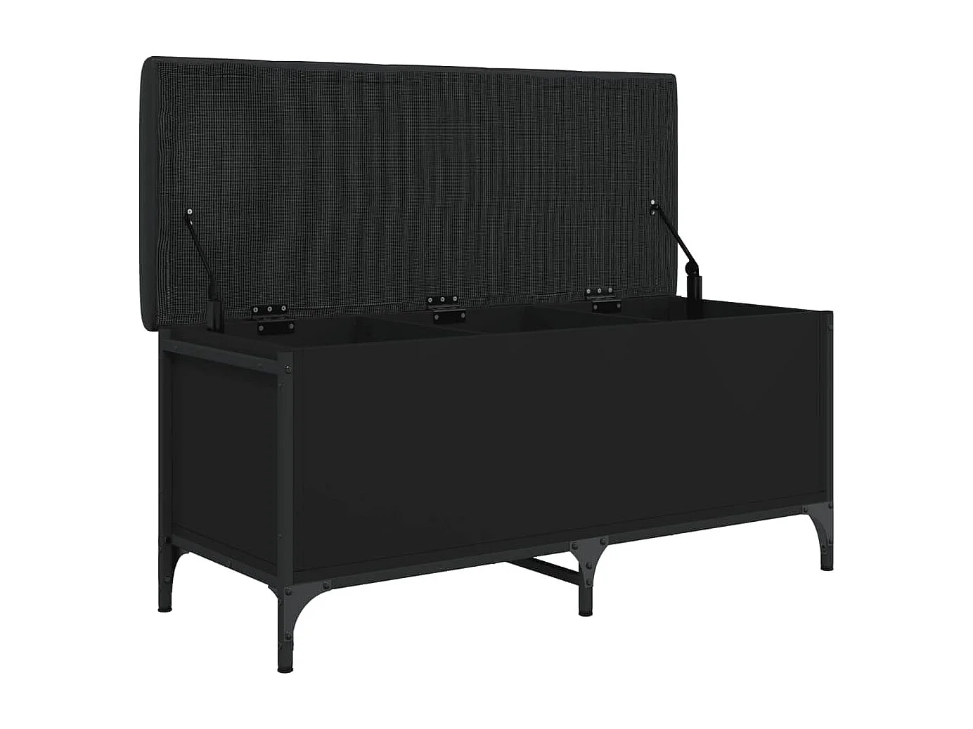 Banco de almacenaje negro 102x42x45 cm de madera contrachapada