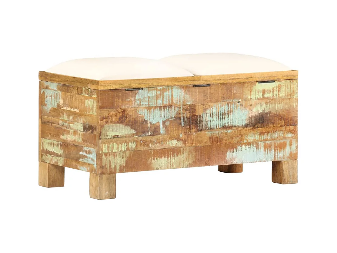 Banco de armazenamento Madeira maciça reciclada 80 x 40 x 40 cm