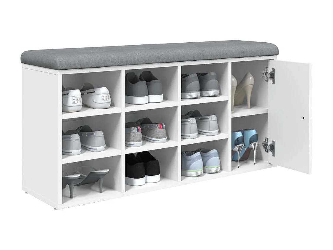 Banc à chaussures blanc 102x32x50 cm bois d'ingénierie