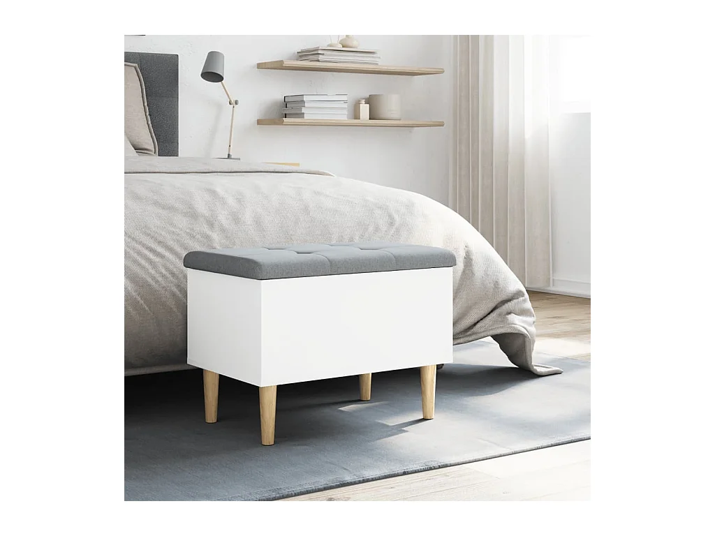 Banc de rangement blanc 62x42x46 cm bois d'ingénierie
