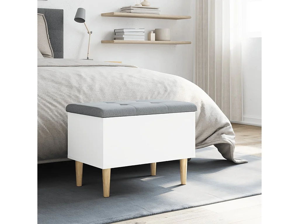 Banc de rangement blanc 62x42x46 cm bois d'ingénierie