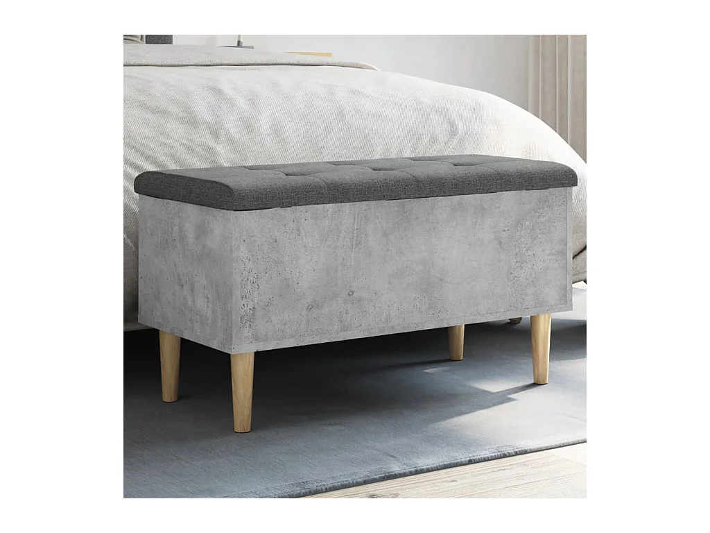Banc de rangement gris béton 82x42x46 cm bois d'ingénierie