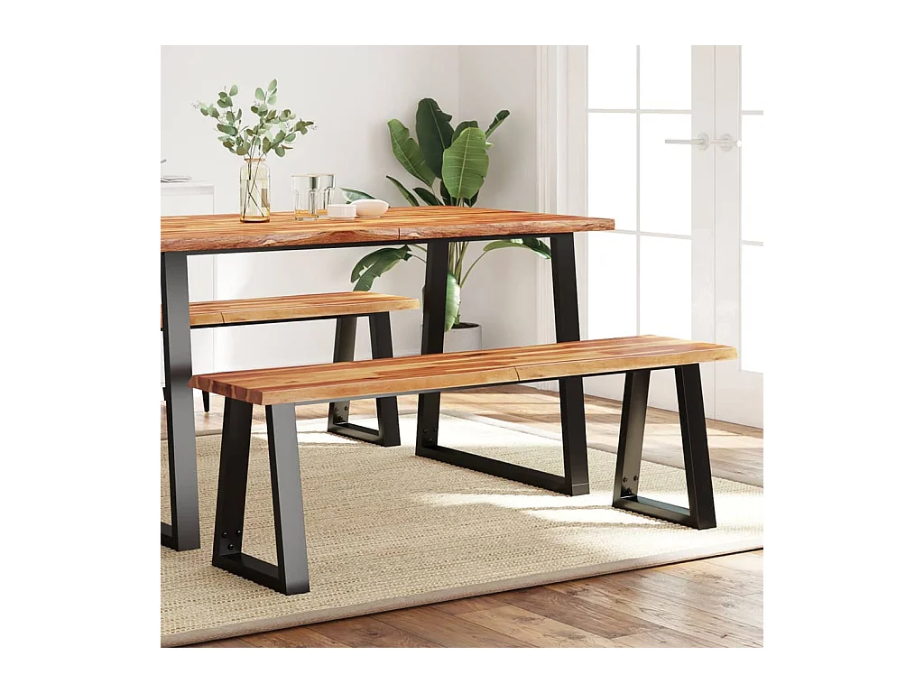 Banco con borde vivo 140 cm de madera maciza de acacia