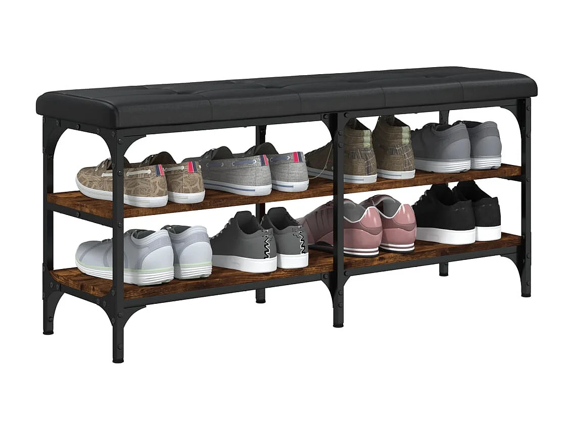 Panca per scarpe in rovere affumicato 102x32x47 cm in derivati del legno