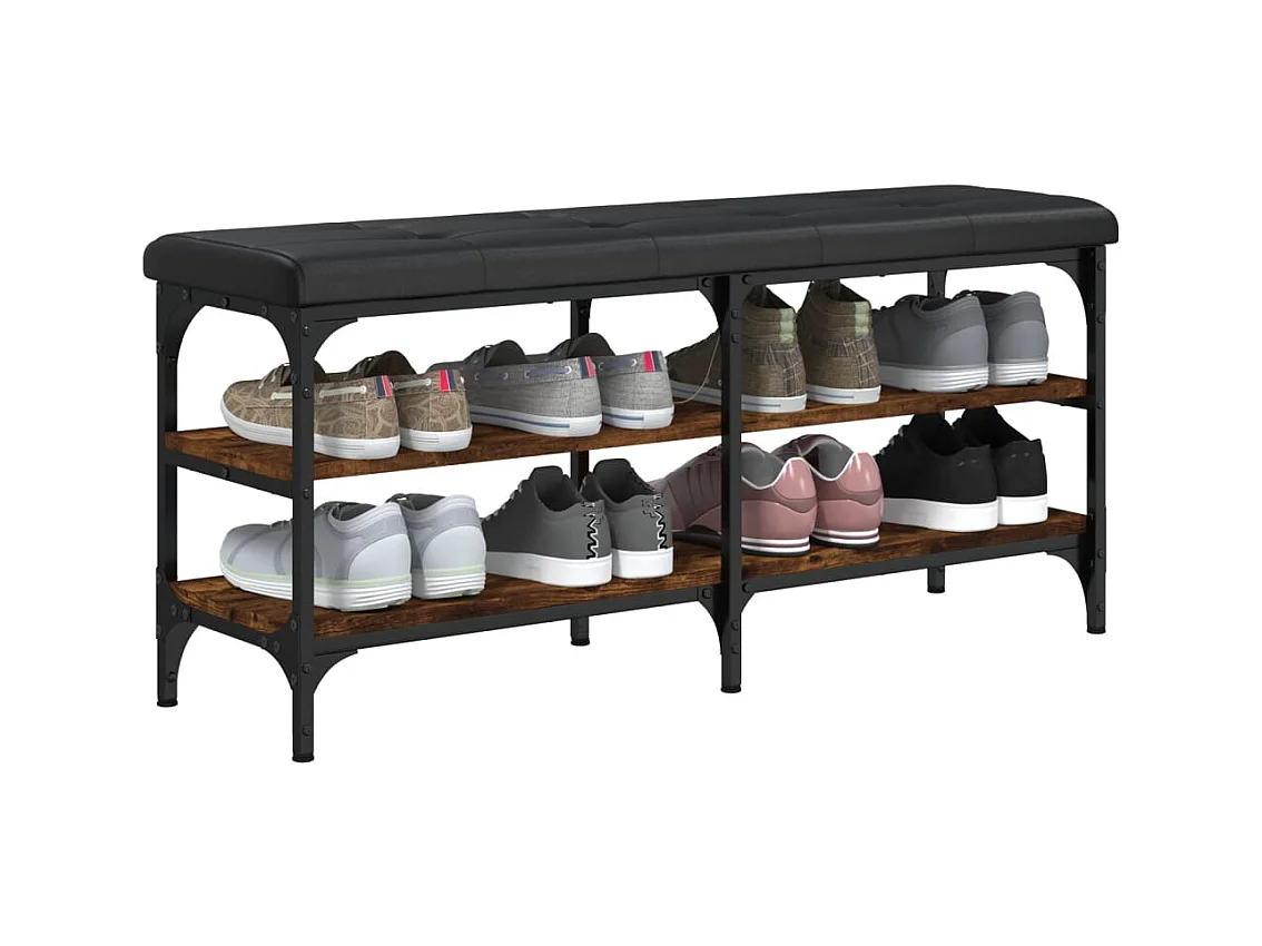 Gerookt eiken schoenenbank 102x32x47 cm samengesteld hout