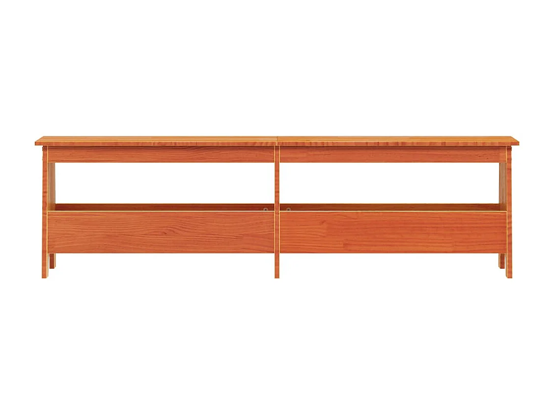 Eingangsbank aus braunem Wachs, 160 x 28 x 45 cm, massives Kiefernholz