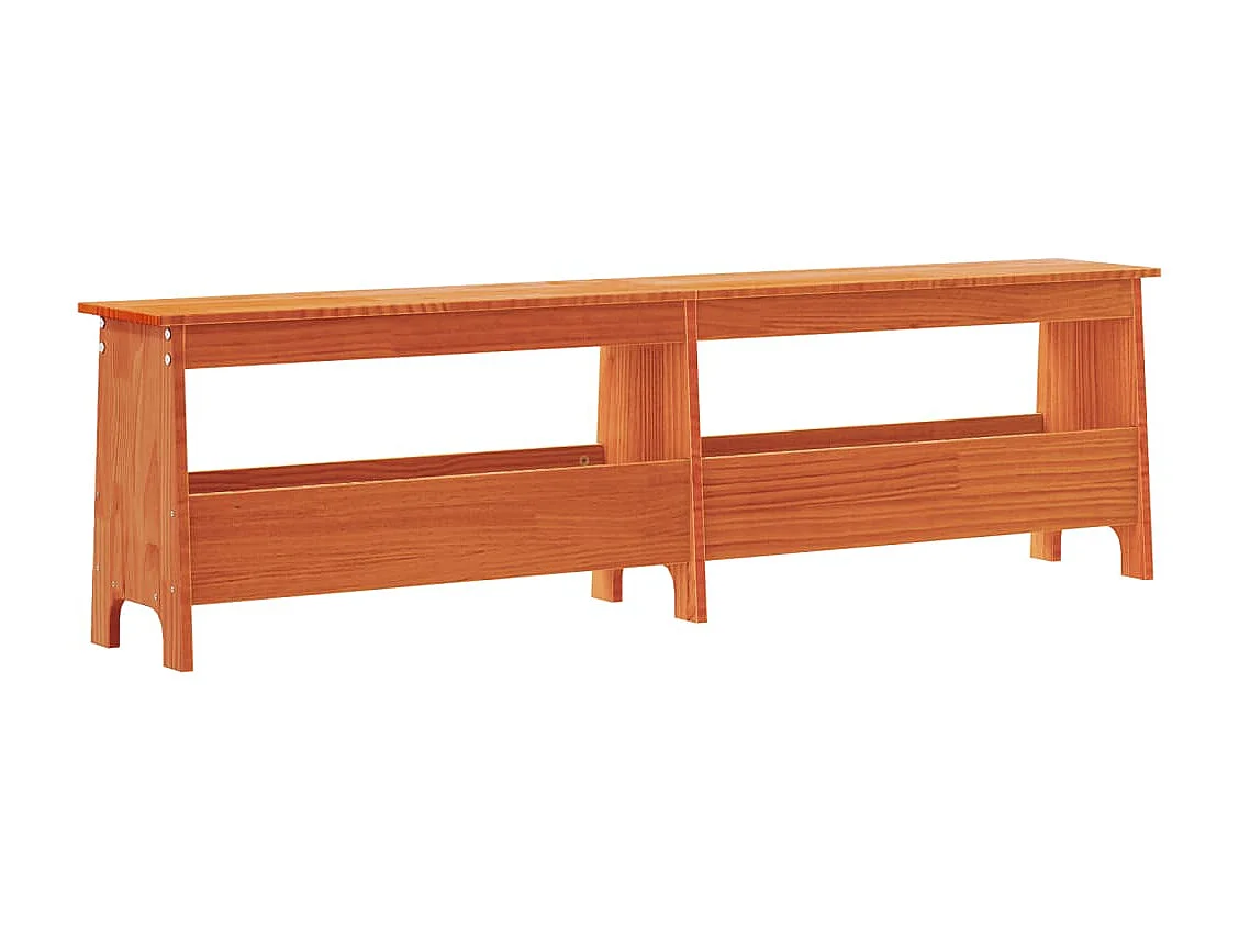 Eingangsbank aus braunem Wachs, 160 x 28 x 45 cm, massives Kiefernholz